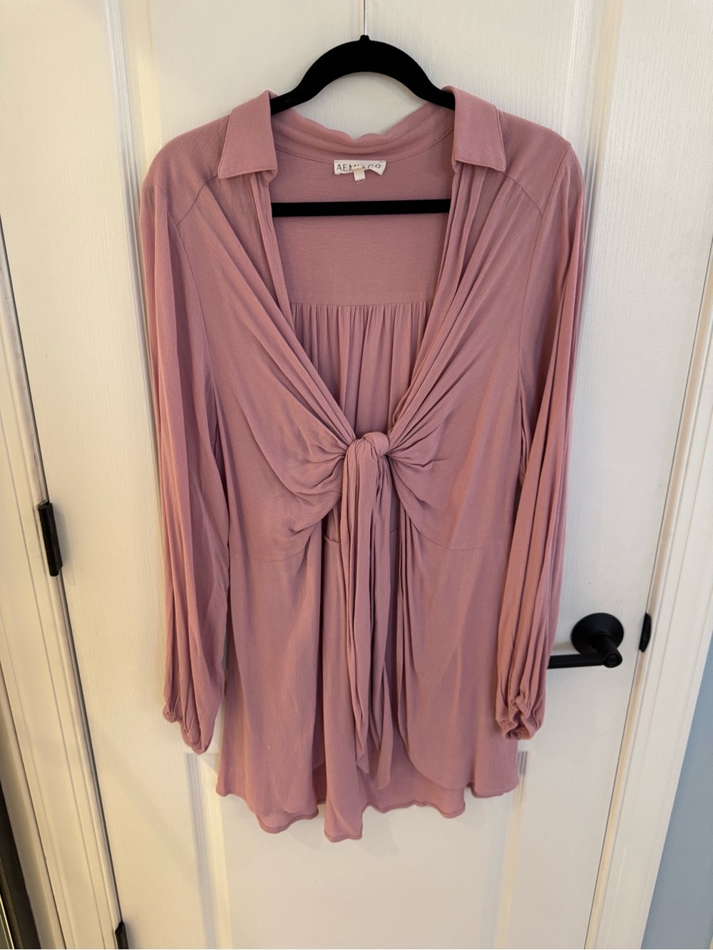 Dusty Rose Long-Sleeve Pleat-Back Tunic